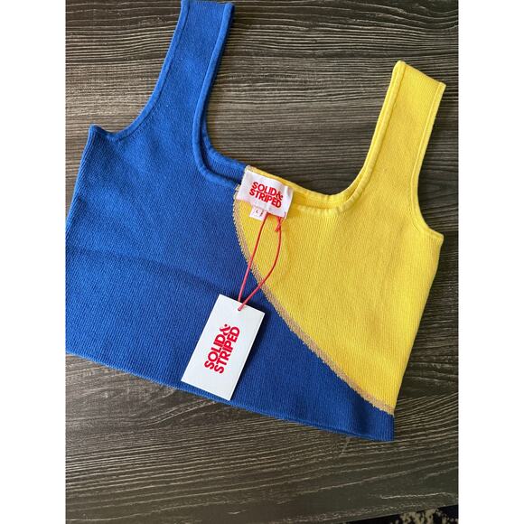 Solid & Striped Tops - NWT Solid & Striped Kimberly Knit Crop Navy and Yellow Color Block Crop Sz. L
